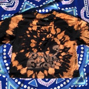 Bleach Dyed Crop Top w Pink Floyd Stencil